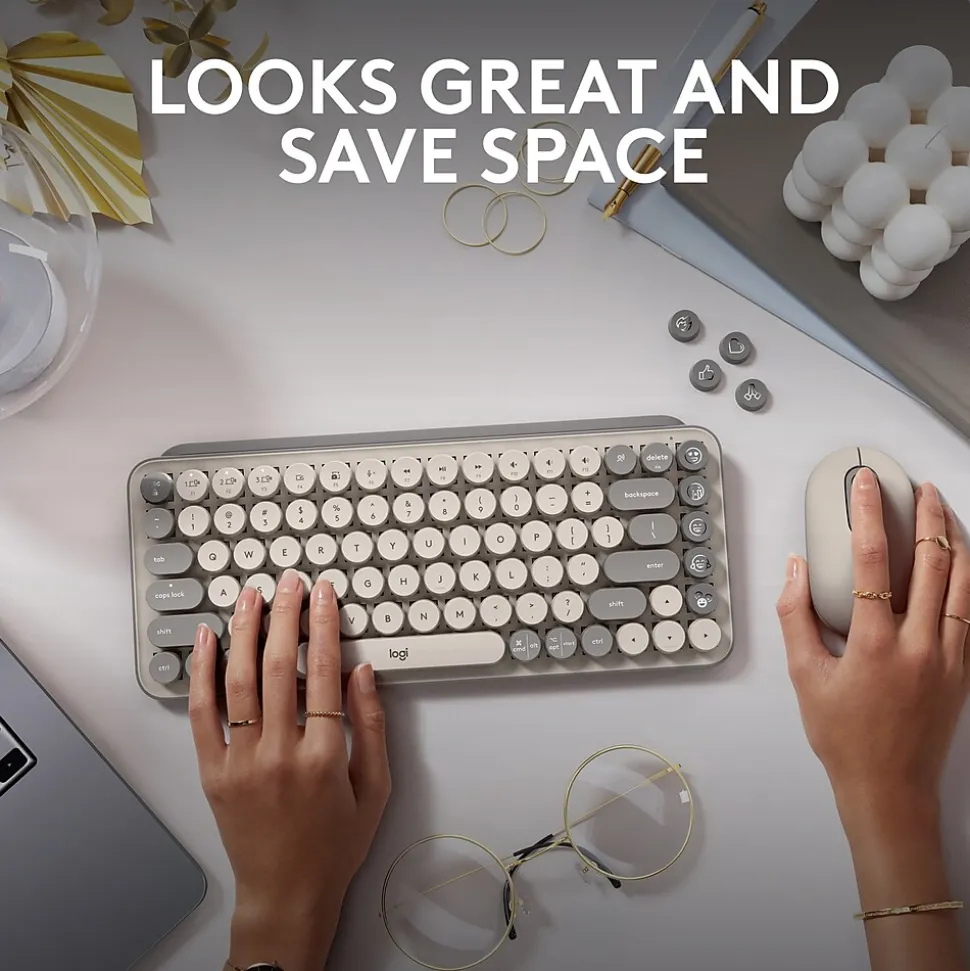 Logitech POP Keys Wireless Mechanical Keyboard, Mist (920-011232)