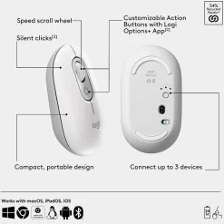 Logitech POP Wireless Ambidextrous Optical Mouse, Off-white (910-007408)