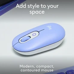 Logitech POP Wireless Ambidextrous Optical Mouse, Lilac (910-007410)