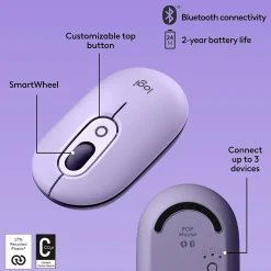 Logitech POP Wireless Optical Mouse, Cosmos Lavender (910-006624)