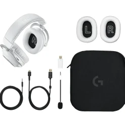 Logitech PRO X 2 LIGHTSPEED Wireless Bluetooth Stereo Gaming Over-the-Ear Headset, 3.5mm, White (981-001268)