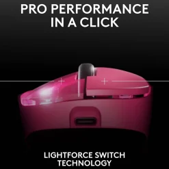 Logitech PRO X SUPERLIGHT 2 DEX Wireless Ergonomic Asymmetrical Optical USB Gaming Mouse, Pink (910-007371)