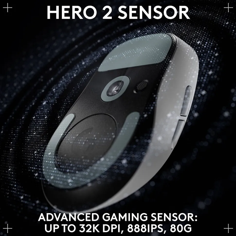 Logitech PRO X SUPERLIGHT 2 DEX Wireless Ergonomic Asymmetrical Optical USB Gaming Mouse, White (910-007363)