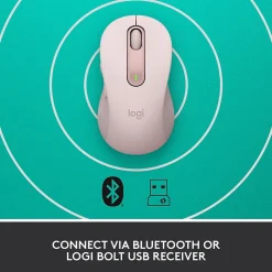 Logitech Signature M650 Wireless Ergonomic Optical Bluetooth & USB Mouse, Rose (910-006251)
