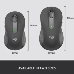 Logitech Signature M650 Wireless Ergonomic Optical Bluetooth & USB Mouse, Graphite (910-006250)