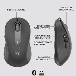 Logitech Signature M650 Wireless Optical USB Mouse, Graphite (910-006250)