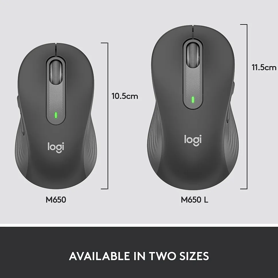 Logitech Signature M650 Wireless Optical USB Mouse, Graphite (910-006250)