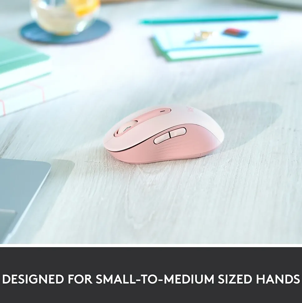 Logitech Signature M650 Wireless Ergonomic Optical Bluetooth & USB Mouse, Rose (910-006251)