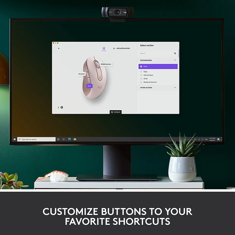 Logitech Signature M650 Wireless Ergonomic Optical Bluetooth & USB Mouse, Rose (910-006251)