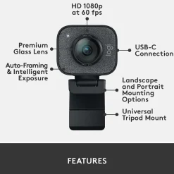 Logitech StreamCam Plus Webcam, Black (960-001280)