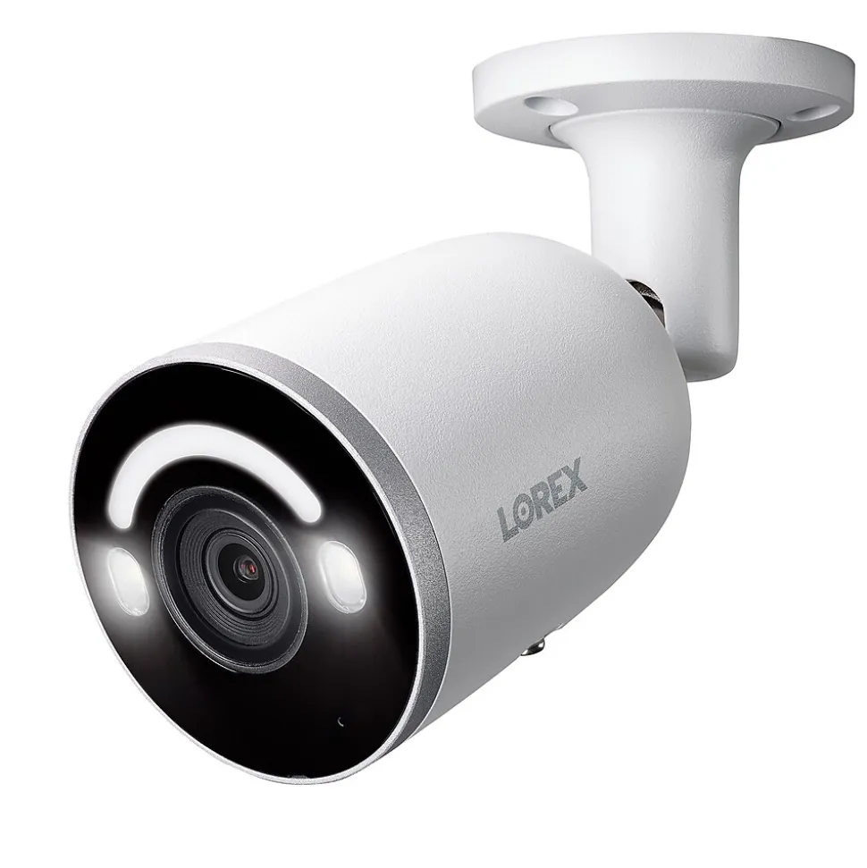 Lorex Fusion 4K 8.0-MP 16-Camera-Capable 4-TB NVR System with 8 IP Smart-Deterrence Bullet Cameras, White (N864A64B-8AB8)