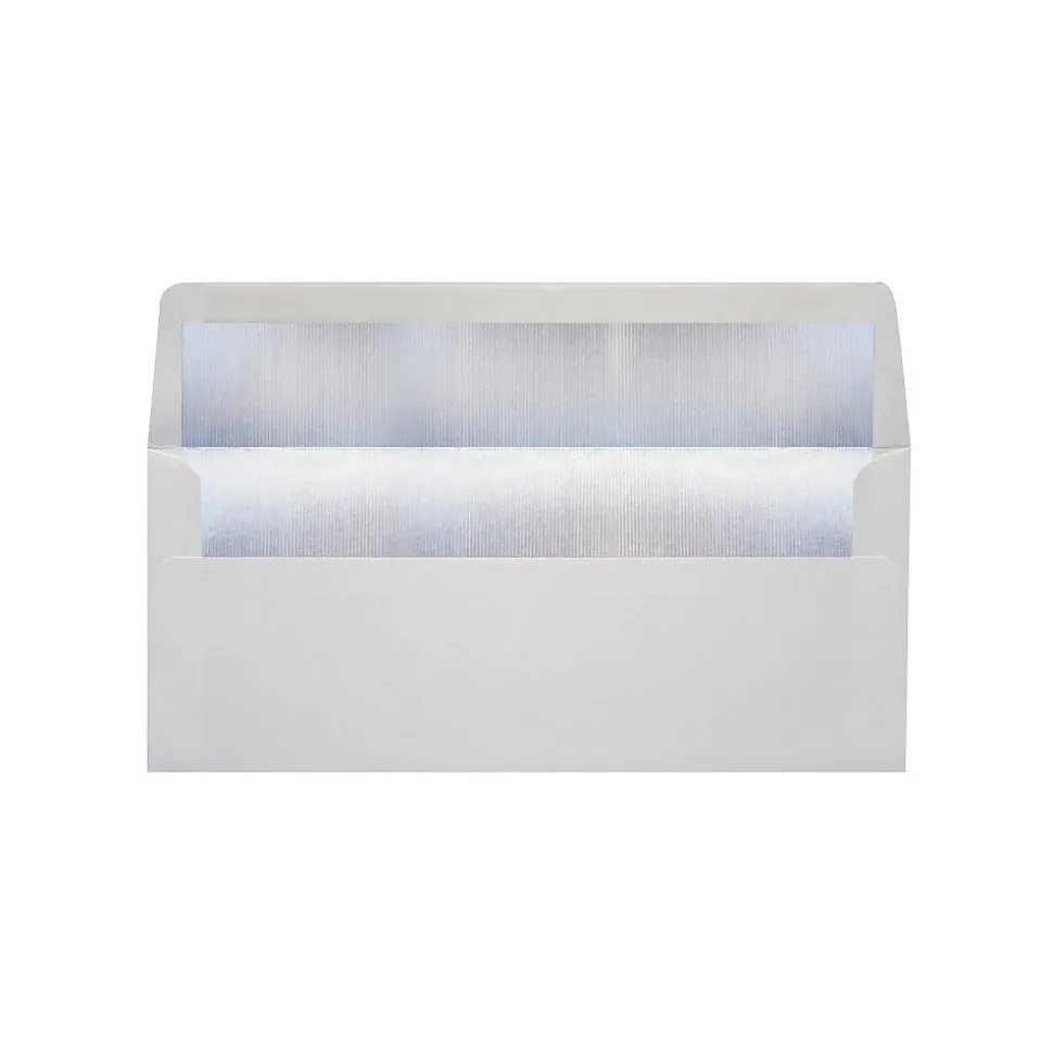 LUX 4 1/8" x 9 1/2" #10 60lbs. Envelopes, White With Silver LUX Lining, 50/Pack