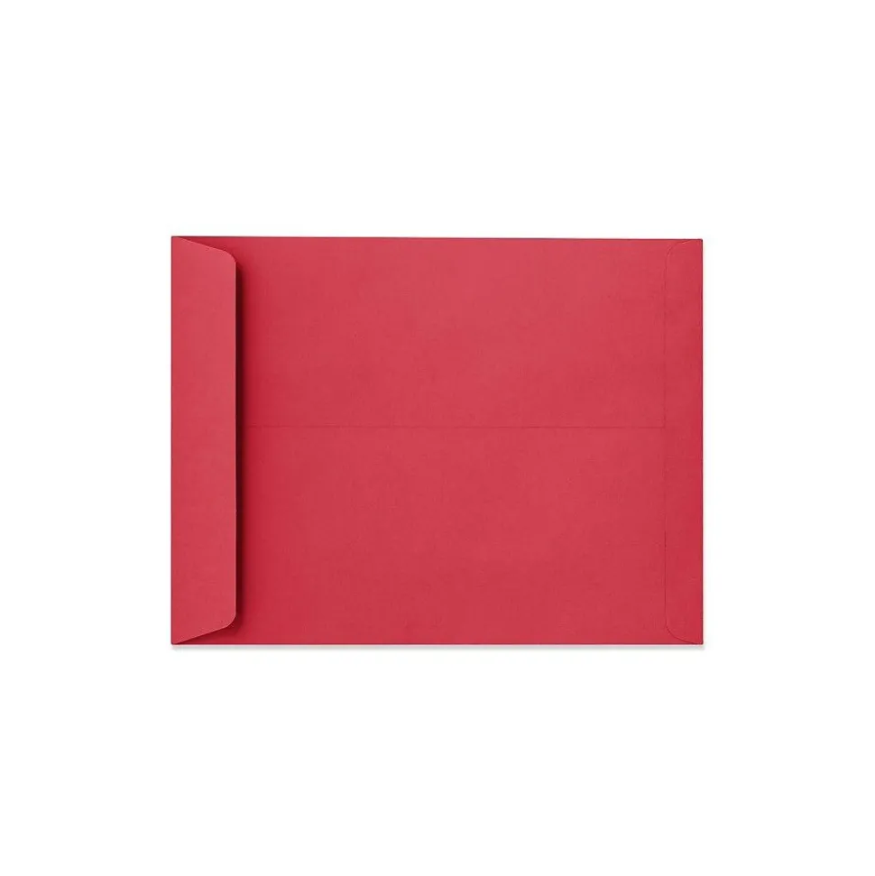 LUX 10" x 13" 60lbs. Open End Envelopes, Holiday Red, 50/Pack