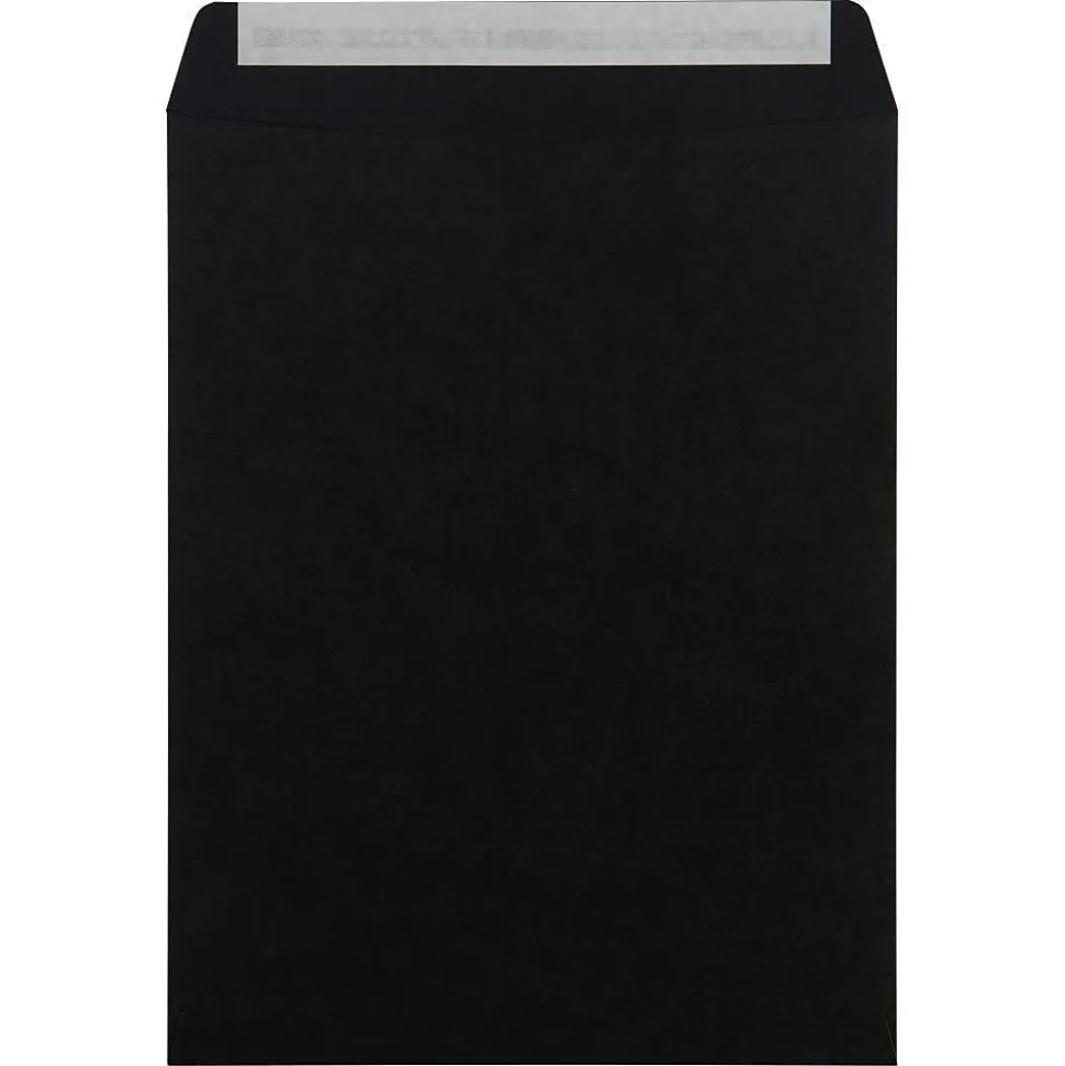 LUX 10" x 13" 80lbs. Square Flap Open End Envelopes, Midnight Black, 50/Pack
