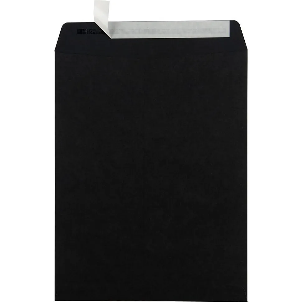 LUX 10" x 13" 80lbs. Square Flap Open End Envelopes, Midnight Black, 50/Pack