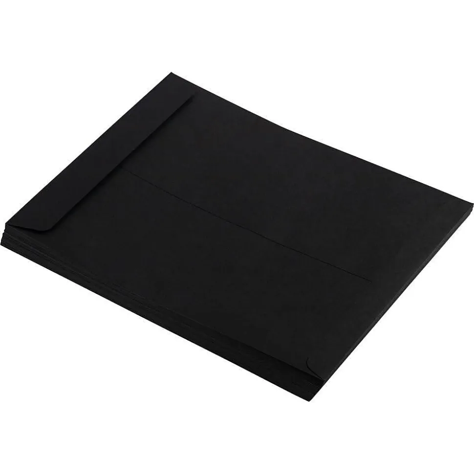 LUX 10" x 13" 80lbs. Square Flap Open End Envelopes, Midnight Black, 50/Pack