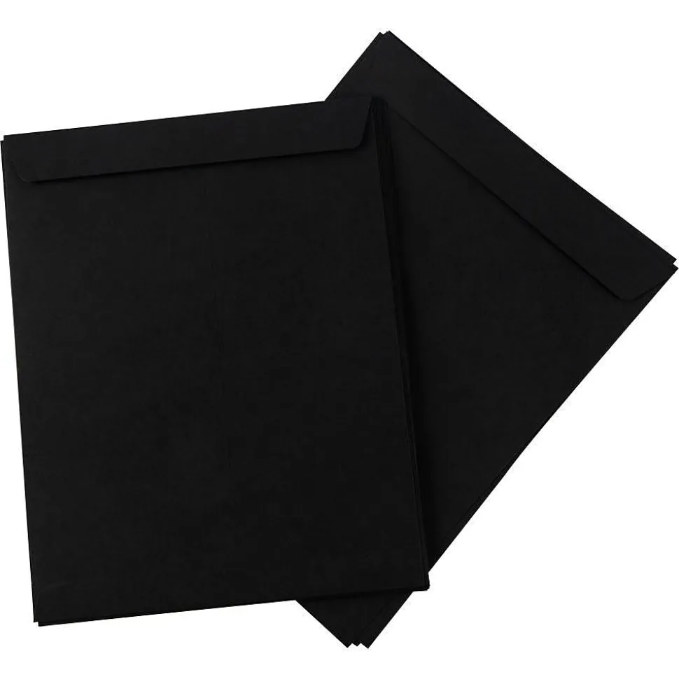 LUX 10" x 13" 80lbs. Square Flap Open End Envelopes, Midnight Black, 50/Pack