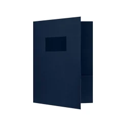 LUX 9 x 12 Presentation Folders, Two Pocket w/ Front Cover Window, Dark Blue Linen, 250/Pack (SF102DDBLU10025)