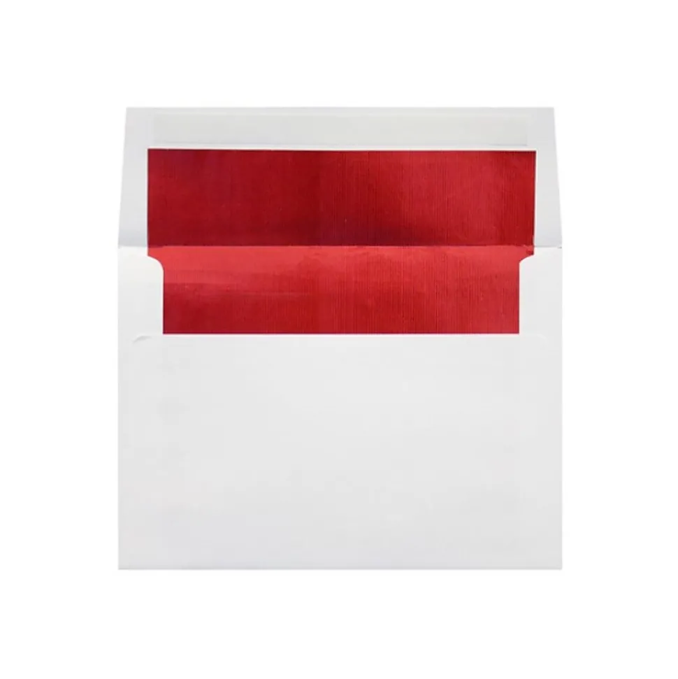 LUX A7 Foil Lined Invitation Envelopes (5 1/4 x 7 1/4) 250/Box, White w/Red LUX Lining (FLWH4880-01-250)