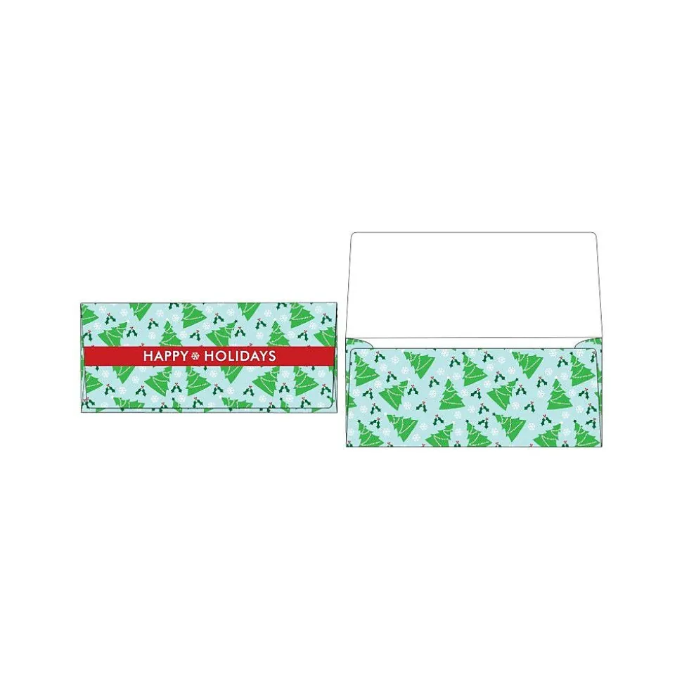 LUX Currency Envelopes (2 7/8 x 6 1/2) 50/Box, Christmas Trees (CUR-97-50)
