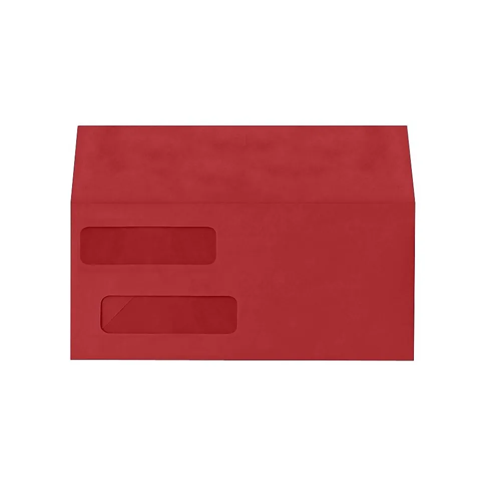 Lux Double Window Invoice Envelopes, Ruby Red, 4-1/8 x 9-1/8", 50/Pack