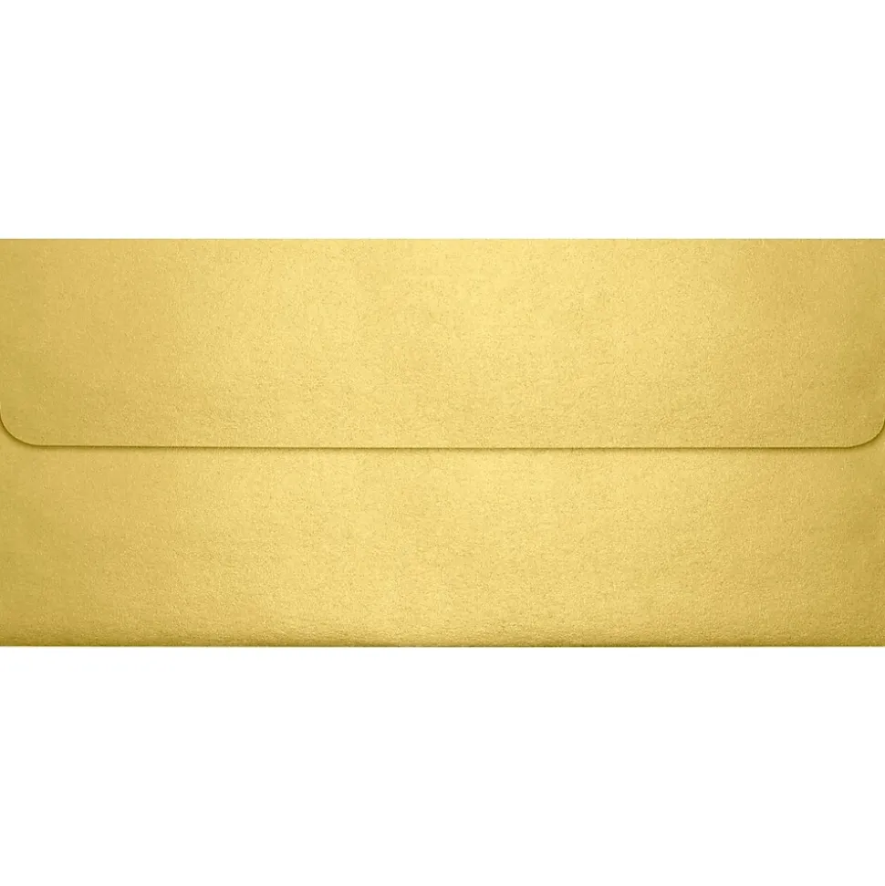 LUX 80lbs. 4 1/8" x 9 1/2" #10 Square Flap Envelopes W/Glue, Gold Metallic, 250/BX