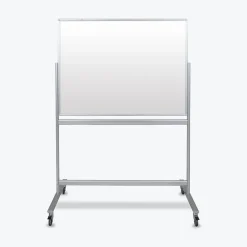 Luxor Double Sided Mobile Magnetic Glass Marker Board, Aluminum, 48x36 (MMGB4836)