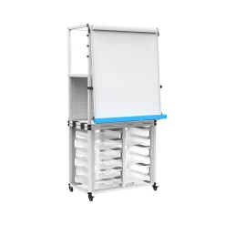 Luxor Dry-Erase Mobile Modular Teacher Whiteboard with Storage, Steel Frame, 36" x 32" (MBSRWSTN)