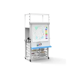 Luxor Dry-Erase Mobile Modular Teacher Whiteboard with Storage, Steel Frame, 36