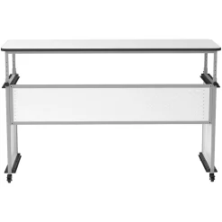 Luxor 32"-38"H Adjustable Standing Modular Teacher Desk, White/Gray (DTTB002)