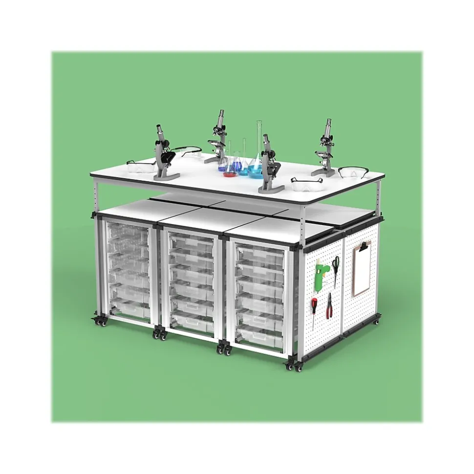 Luxor 32"-38"H Adjustable Standing Modular Makerspace and Science Lab Table, White (DTTB001)