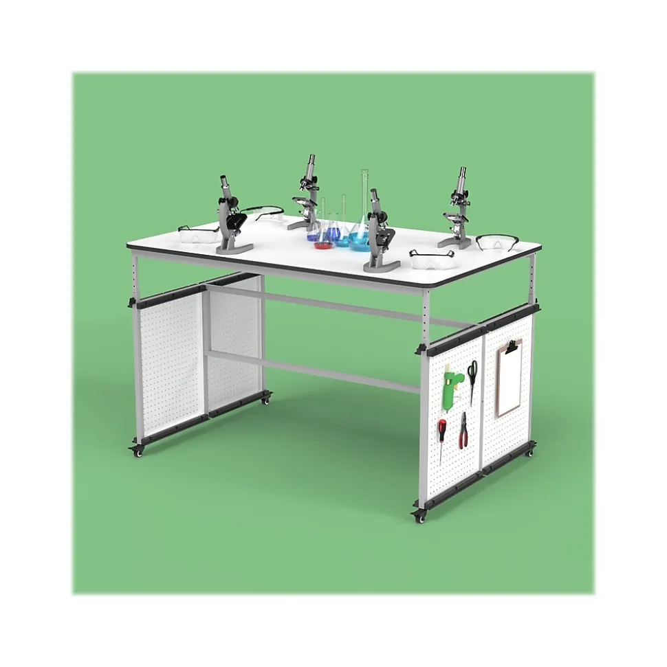 Luxor 32"-38"H Adjustable Standing Modular Makerspace and Science Lab Table, White (DTTB001)