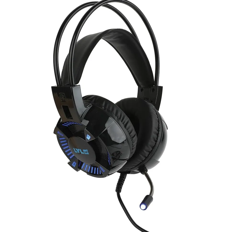 LVLUP Deluxe Light-Up Over-Ear Gaming Headphones with Microphone, Black (LU732)