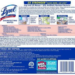 Lysol Disinfecting Wipes, Lemon & Lime Blossom, 80 Wipes/Canister, 6 Canisters/Carton (1920077182CT)