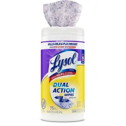 Lysol Dual Action Disinfecting Wipes, Citrus Scent, 75 Wipes/Canister, 6 Canisters/Carton (1920081700CT)