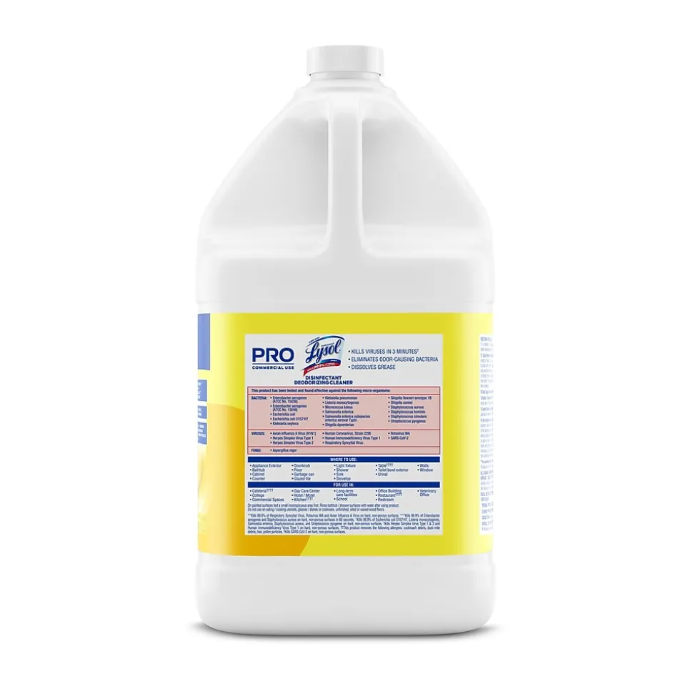 Lysol Professional Disinfecting Deodorizing Cleaner, Lemon, 128 oz., 4/Carton (3624176334CT)