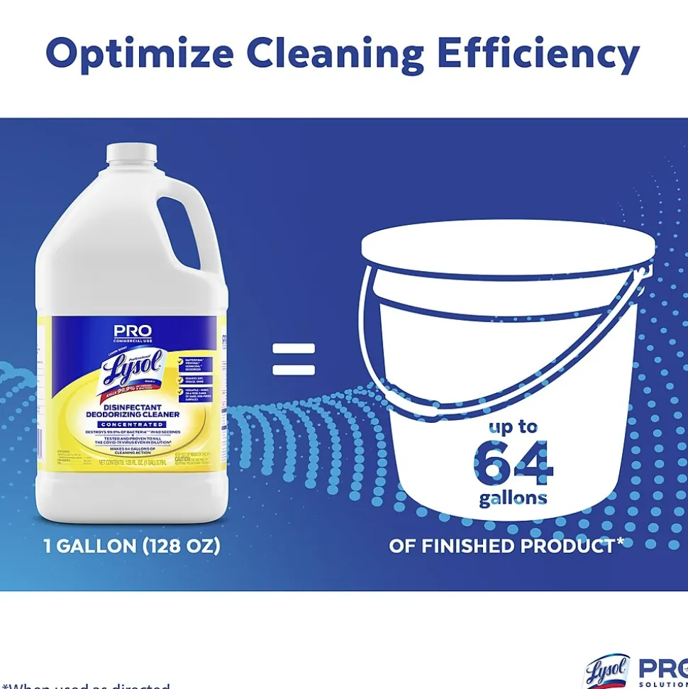 Lysol Professional Disinfecting Deodorizing Cleaner, Lemon, 128 oz., 4/Carton (3624176334CT)