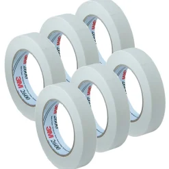 3M 1 in x 60 yds., Masking Tape, White, 6 Rolls (MMM260024A-6)