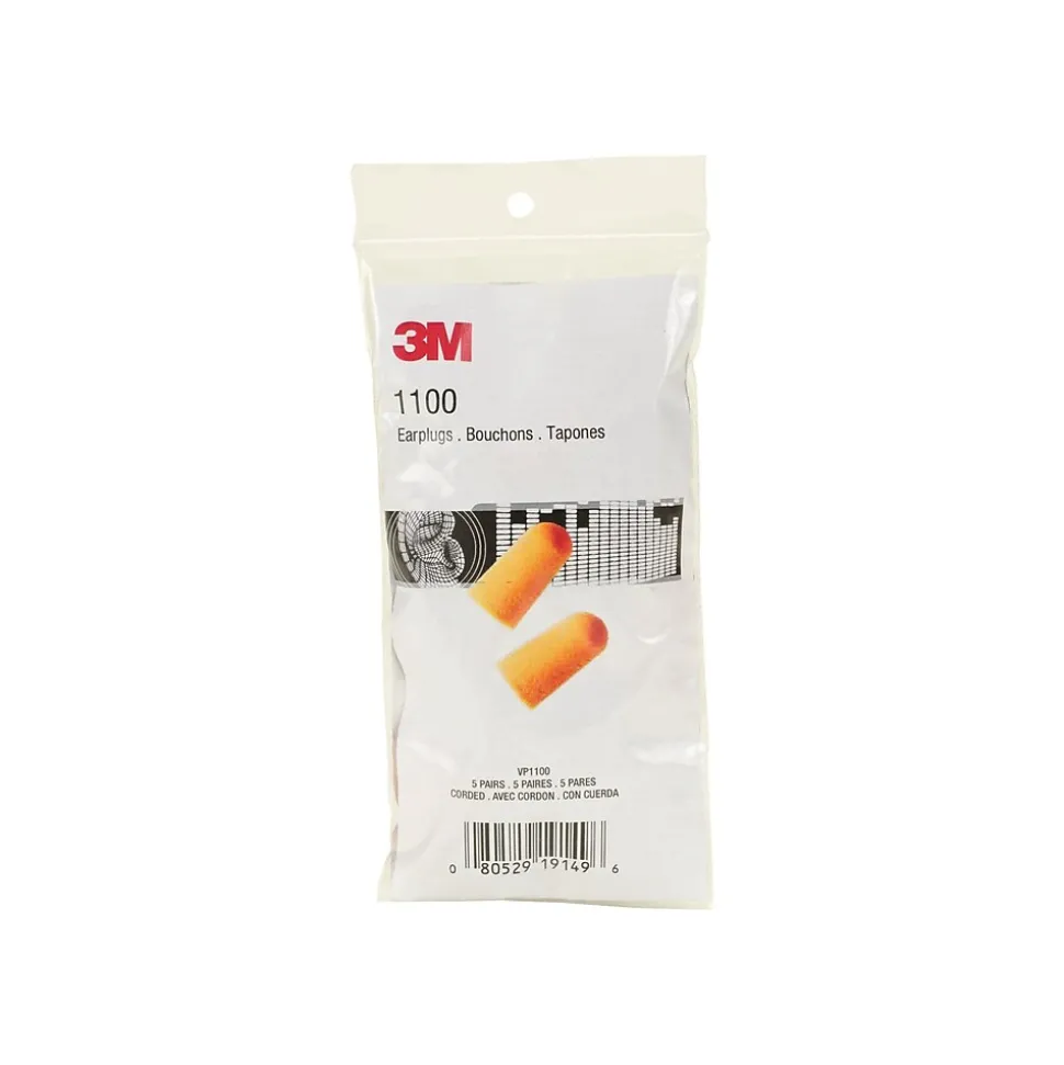 3M 1100 Uncorded Earplugs, Orange, 200/Box (1100)