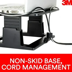 3M Adjustable Laptop Stand, Black, 2 in. of Height Adjustment, Compatible with Docking Stations (LX500)