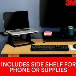 3M Adjustable Laptop Stand, Black, 2 in. of Height Adjustment, Compatible with Docking Stations (LX500)