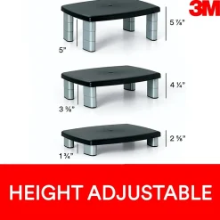 3M Adjustable Monitor Stand, Holds up to 80 lbs. Height Adjustable From 1 in. to 5 7/8 in. (MS80B)