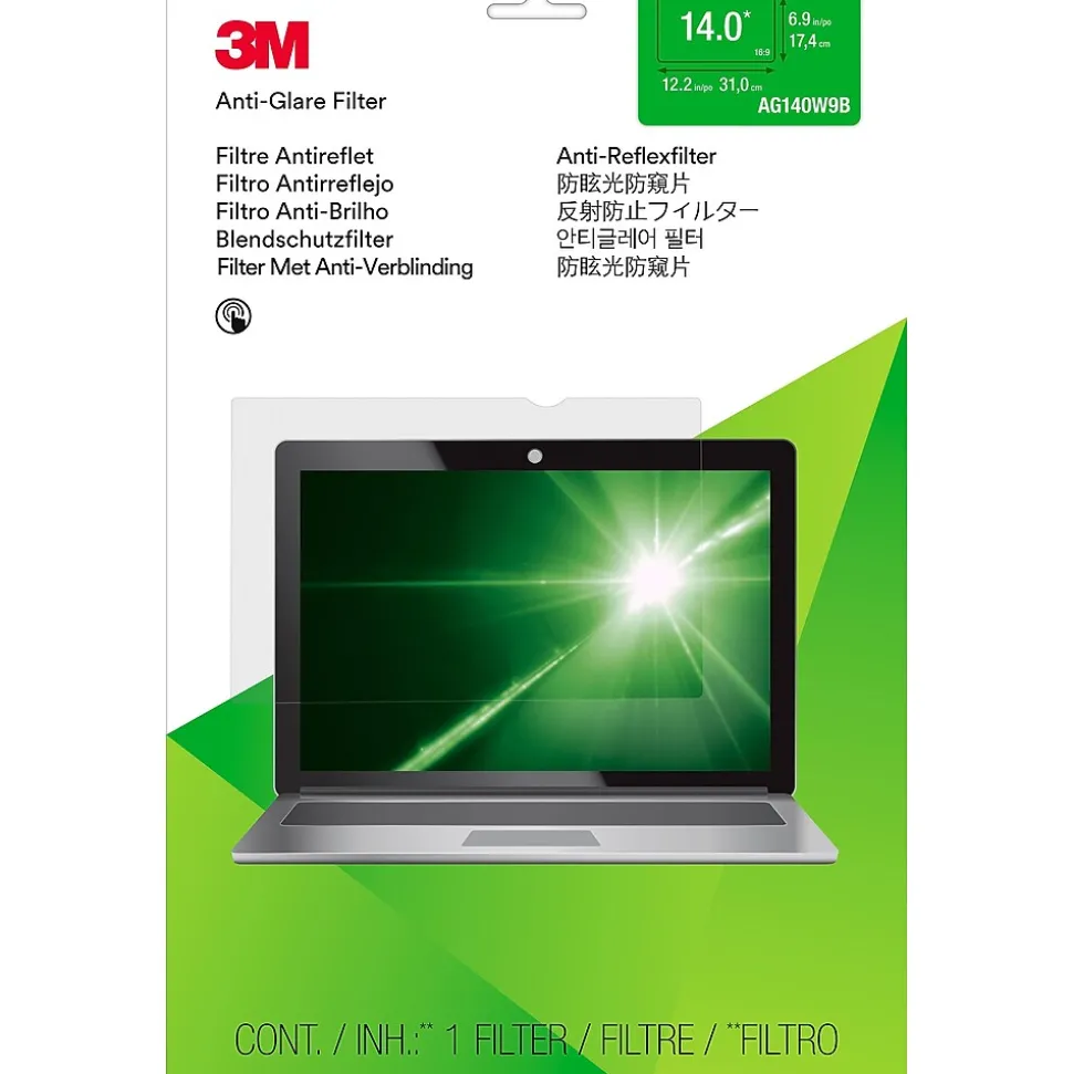 3M Anti-Glare Filter for 14" Widescreen Monitor, 16:9 Aspect Ratio (AG140W9B)