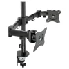 3M Dual Monitor Mount, Swivel, Tilt, Rotate, Two Monitors Up to 28.5" & 20 Lbs. Each, Clamp or Grommet, No Tools, Black (MM200B)