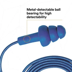 3M E-A-R UltraFit Earplugs, Metal Detectable, Corded, Poly Bag, 100 Pair/Case (340-4007)