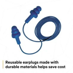 3M E-A-R UltraFit Earplugs, Metal Detectable, Corded, Poly Bag, 100 Pair/Case (340-4007)
