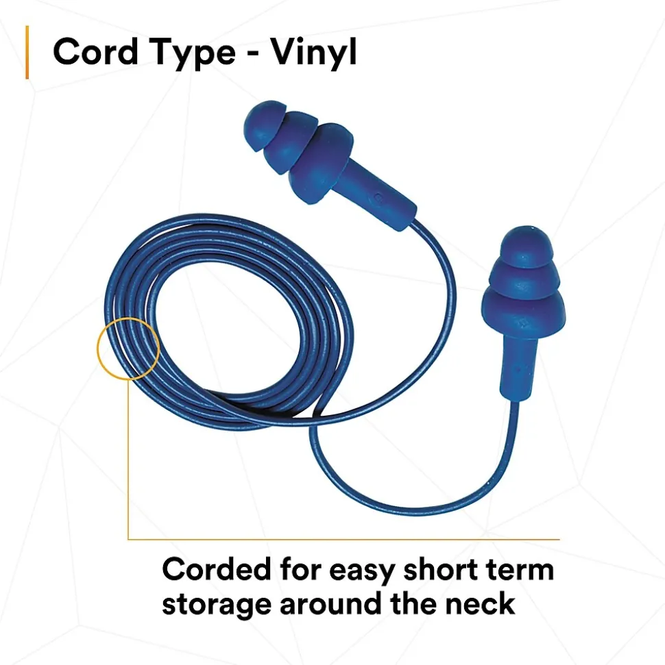 3M E-A-R UltraFit Earplugs, Metal Detectable, Corded, Poly Bag, 100 Pair/Case (340-4007)