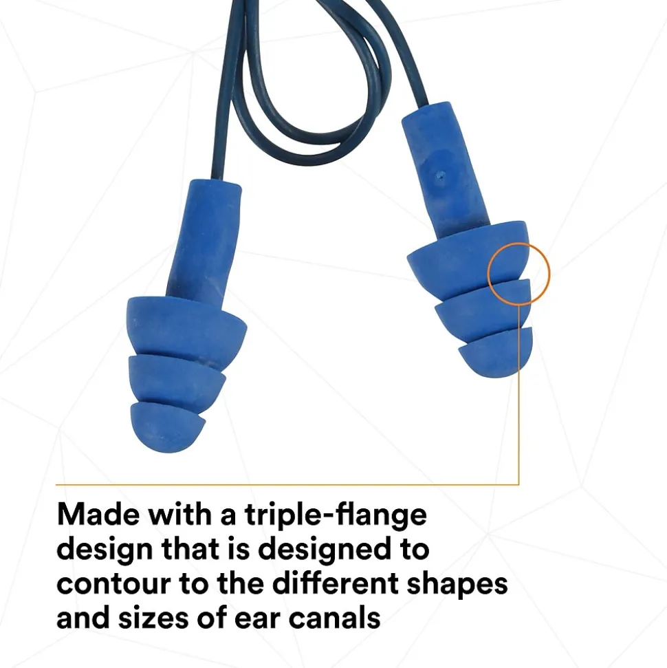 3M E-A-R UltraFit Earplugs, Metal Detectable, Corded, Poly Bag, 100 Pair/Case (340-4007)