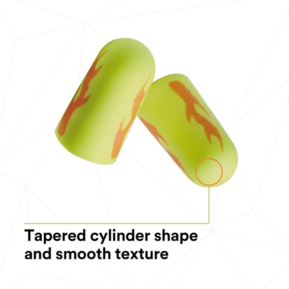 3M E-A-Rsoft Yellow Neon Blasts Earplugs, Uncorded, Poly Bag, Regular Size, 200 Pairs/Case (312-1252)