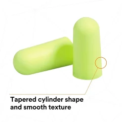 3M E-A-Rsoft Yellow Neons Earplugs 312-1250, Uncorded, Poly Bag, 200 Pairs/Case (312-1250)